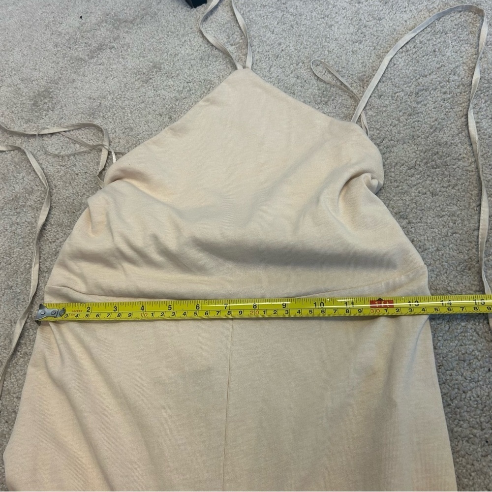 Zara beige cream ruffle frill halter top wide leg jumpsuit 100% cotton S NWOT - Picture 15 of 16